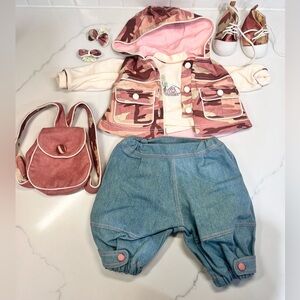 Adora Inc 20” Doll Outfit Pink Camo Hooded Vest Backpack Jeans Shoes